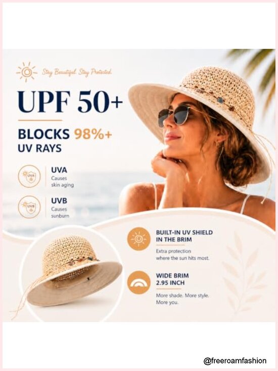Straw Sun Hat with Cooling Sweatband and Ponytail Opening main image 4